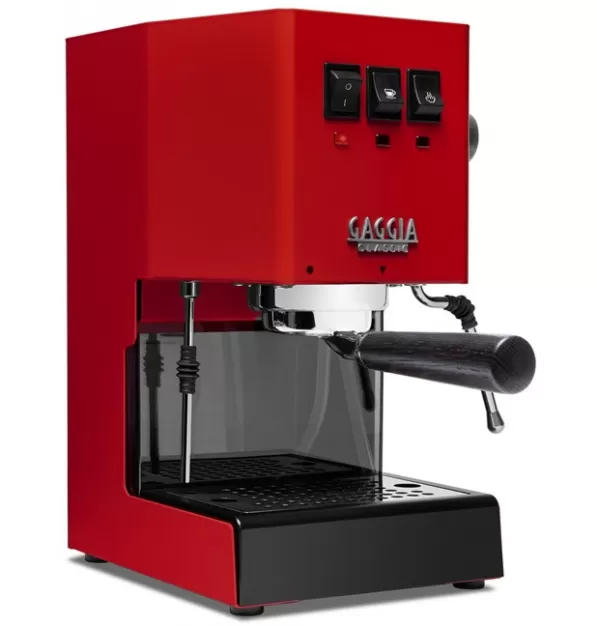 Gaggia Classic Evo Pro Espresso Machine in Cherry Red with Blackened Oak