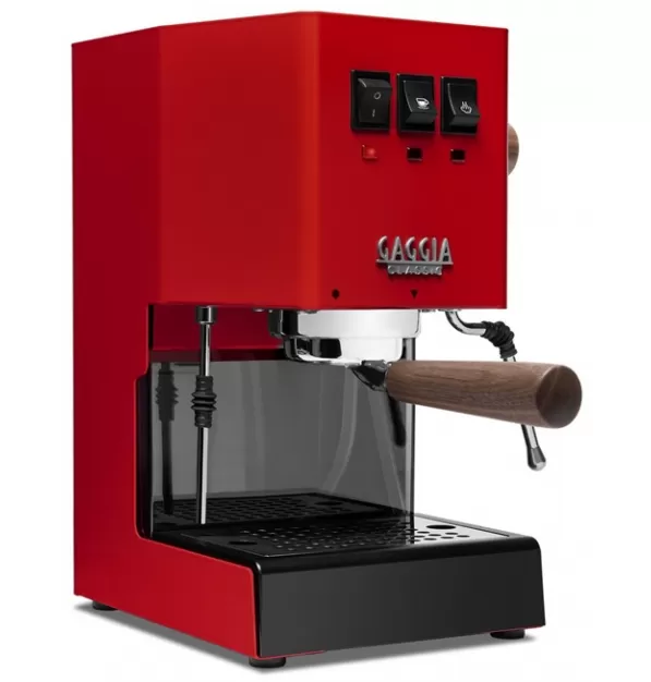 Gaggia Classic Evo Pro Espresso Machine in Cherry Red with Walnut