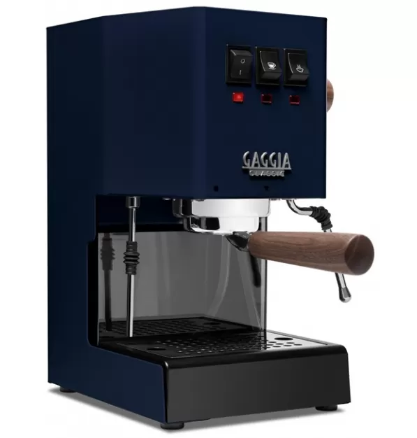 Gaggia Classic Evo Pro Espresso Machine in Classic Blue with Walnut