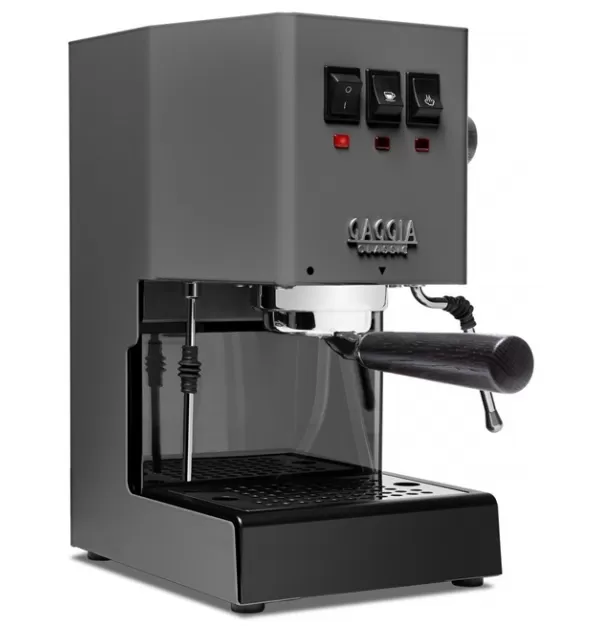 Gaggia Classic Evo Pro Espresso Machine in Industrial Grey with Blackened Oak