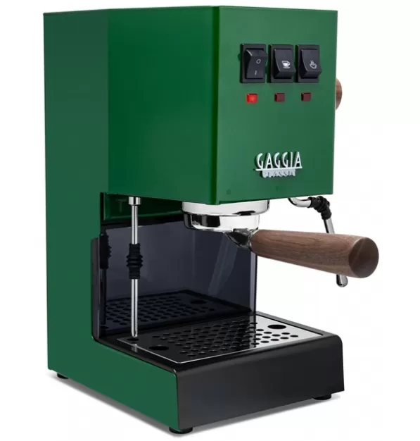 Gaggia Classic Evo Pro Espresso Machine in Jungle Green with Walnut