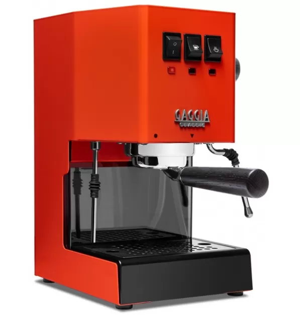 Gaggia Classic Evo Pro Espresso Machine in Lobster Red with Blackened Oak