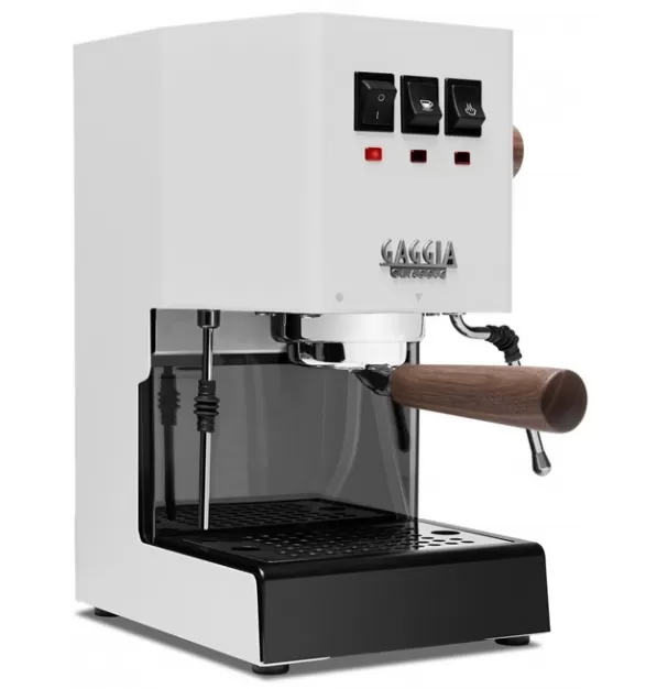 Gaggia Classic Evo Pro Espresso Machine in Polar White with Walnut