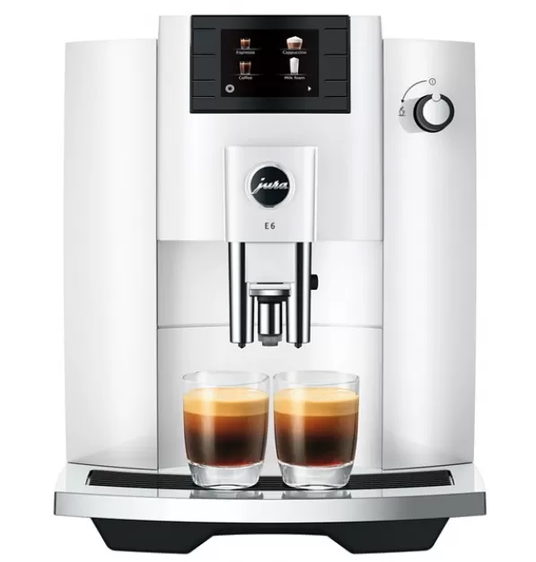 JURA E6 Super-Automatic Espresso Machine - Piano White